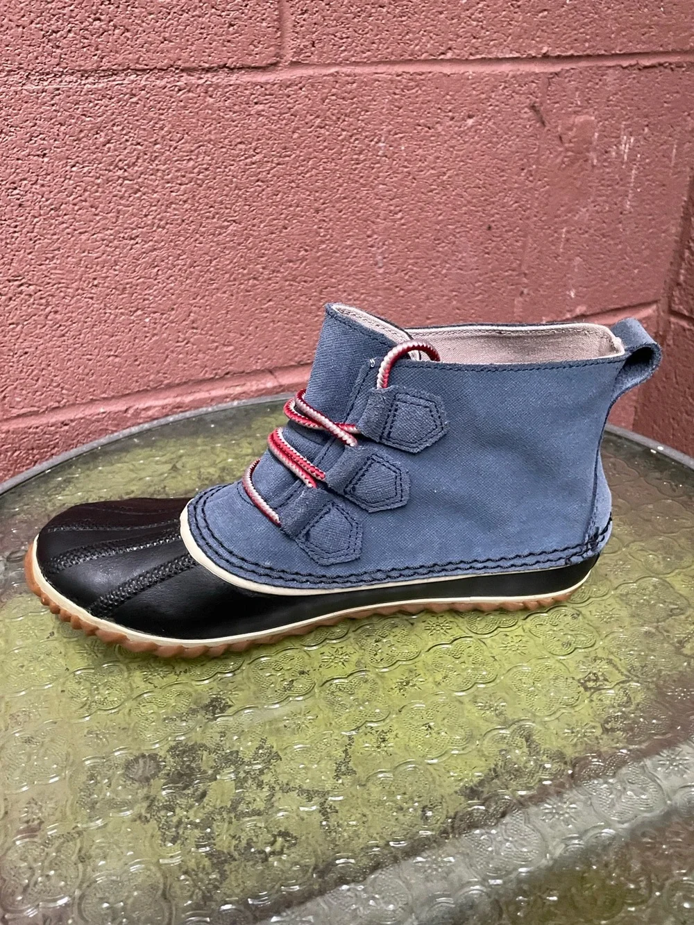 Sorel Out N About Waterproof Blue Duck Ankle Rain Boots 8.5